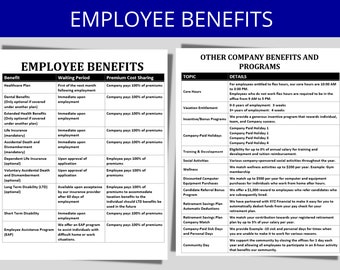 Employee Benefits Overview Template: HR Total Reward List (Digital Download)