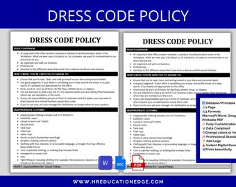Dress Code Policy | HR Template | Human Resources Policies | Employee Relations | HR Documentation Templates | Employee Handbook Policy