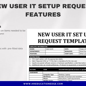 New User IT Setup Request Template: HR Onboarding (digital Download) - Etsy