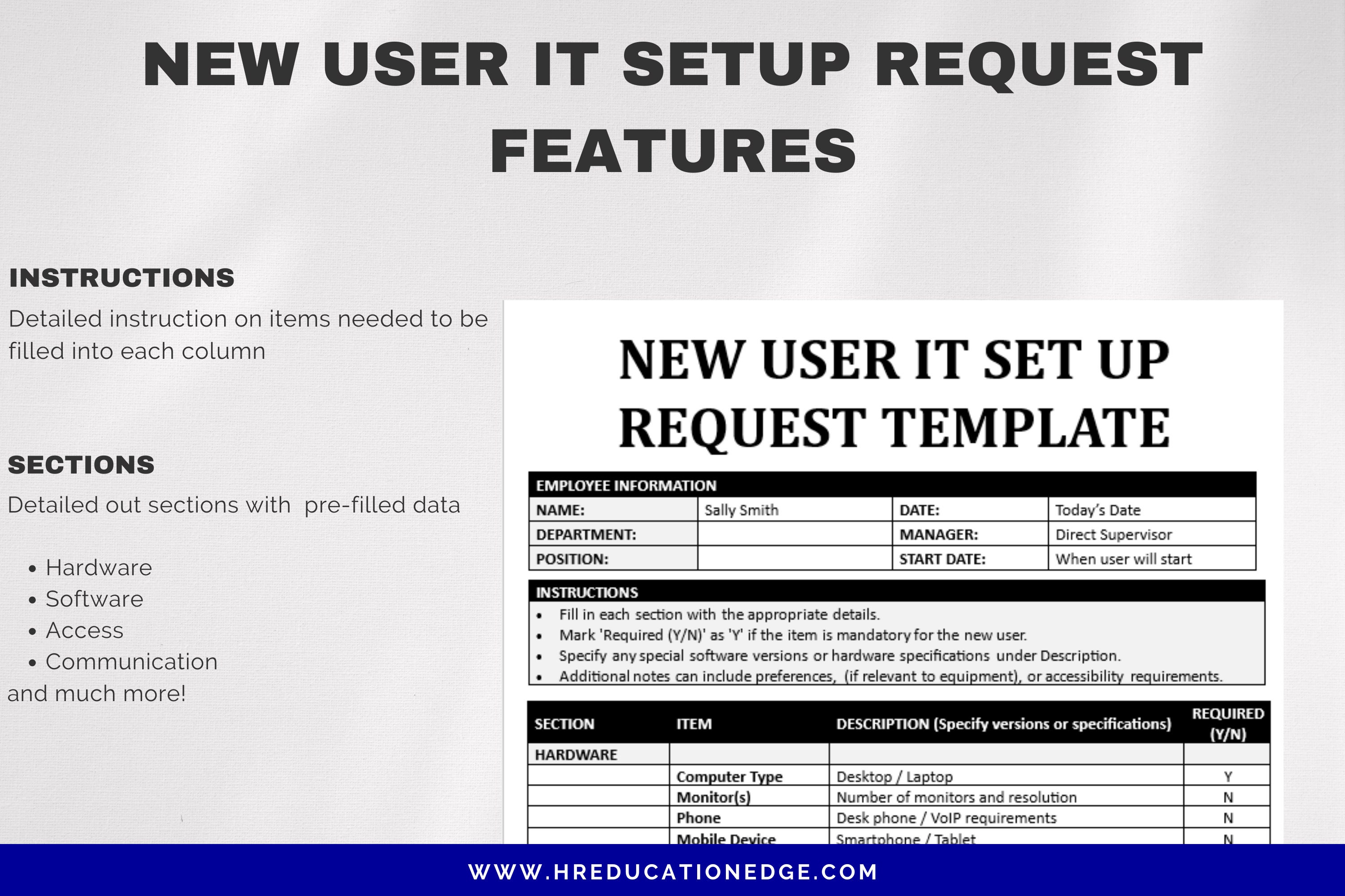 New User IT Setup Request - Tech Setup Template - Network Access ...