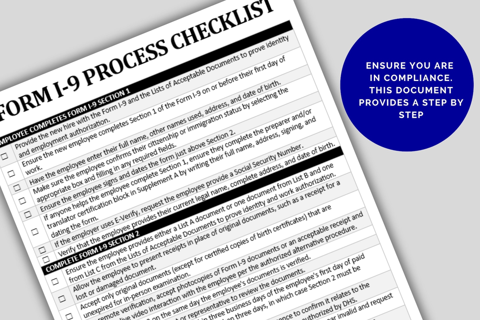 9 Process Rules I-9 Process HR Checklist: New Hire Onboarding Compliance (digital ...