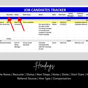 Job Candidate Tracker: Editable HR Recruiting Excel Template - Etsy