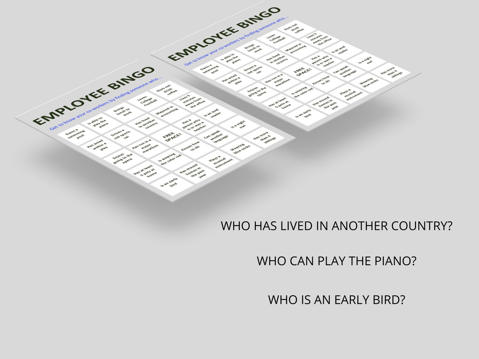 Employee Bingo Template Icebreakers / Games Human - Etsy