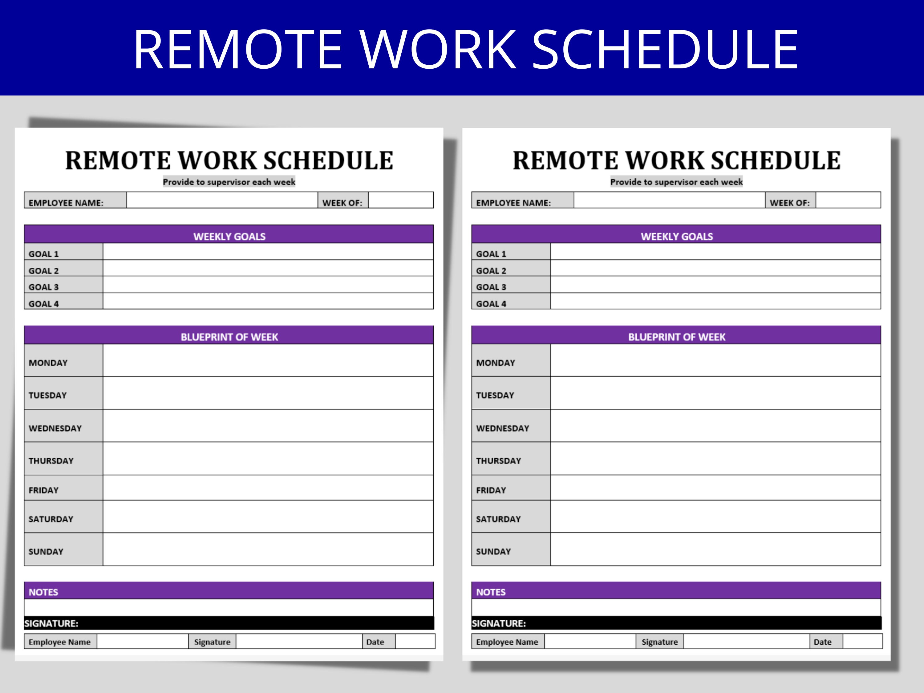 Remote Work Schedule Template HR Templates Human Resources Forms Remote Work Schedule Template HR Templates Human Resources Forms