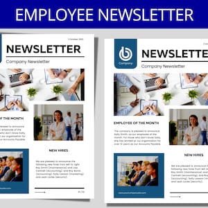 Plantilla de boletín informativo de la empresa: editable en Canva / Noticias de empleados, reconocimientos y empleado del mes / Noticias del personal / Boletín informativo de la oficina