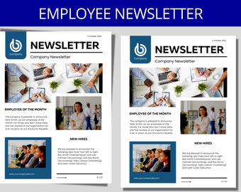 Editable Company Newsletter Template: Employee Recognition (Canva)