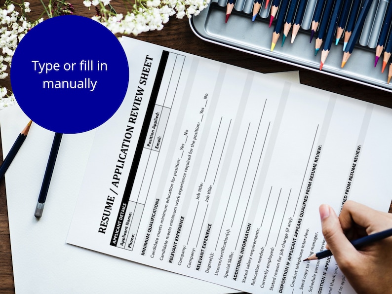 Employee Application Resume Review Form: HR Template (digital Download ...