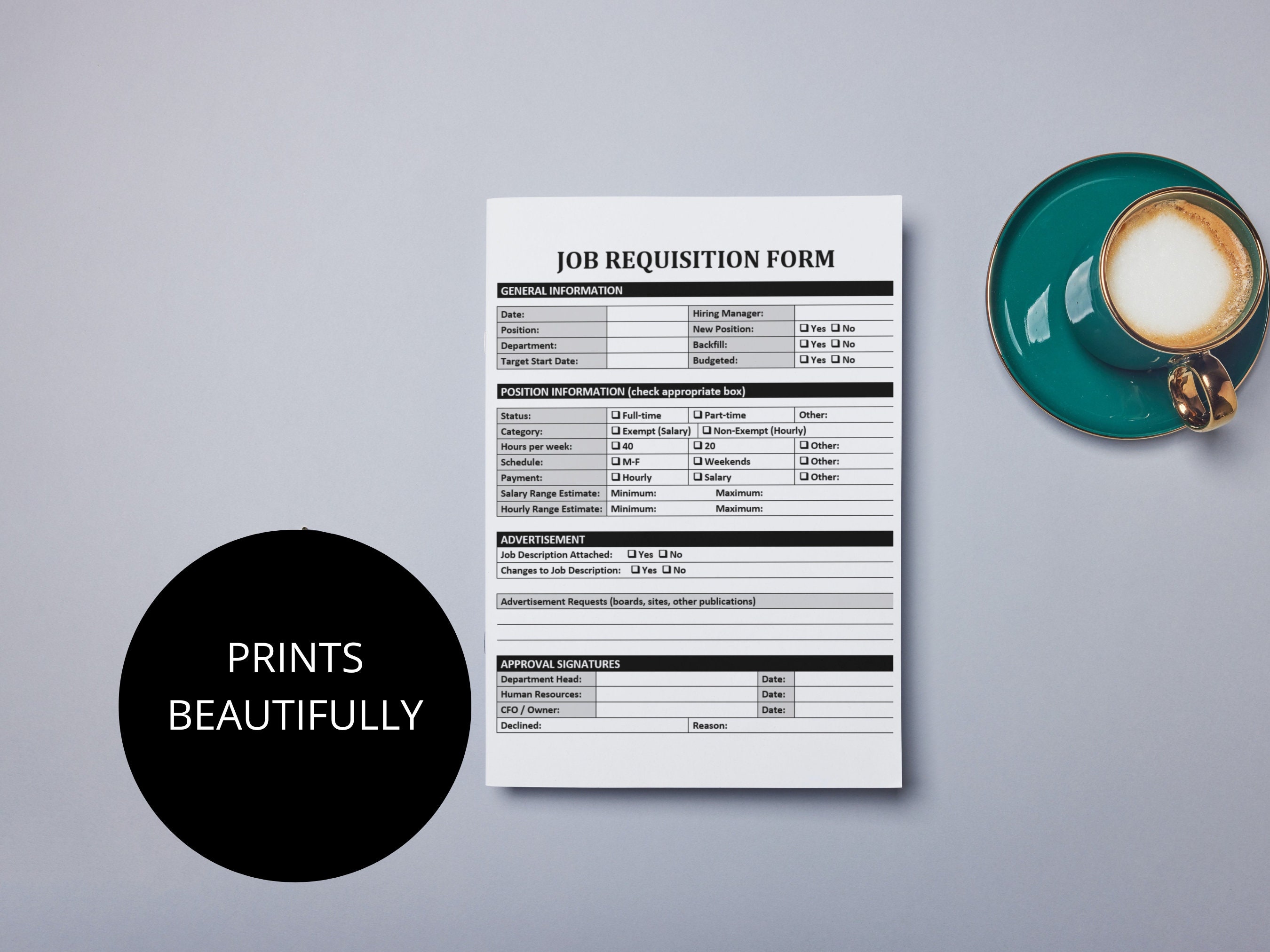 Job Requisition Form: HR Template (word, Google Doc, PDF) - Etsy