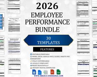 2026 Employee Performance Review Template Bundle (Digital Download)