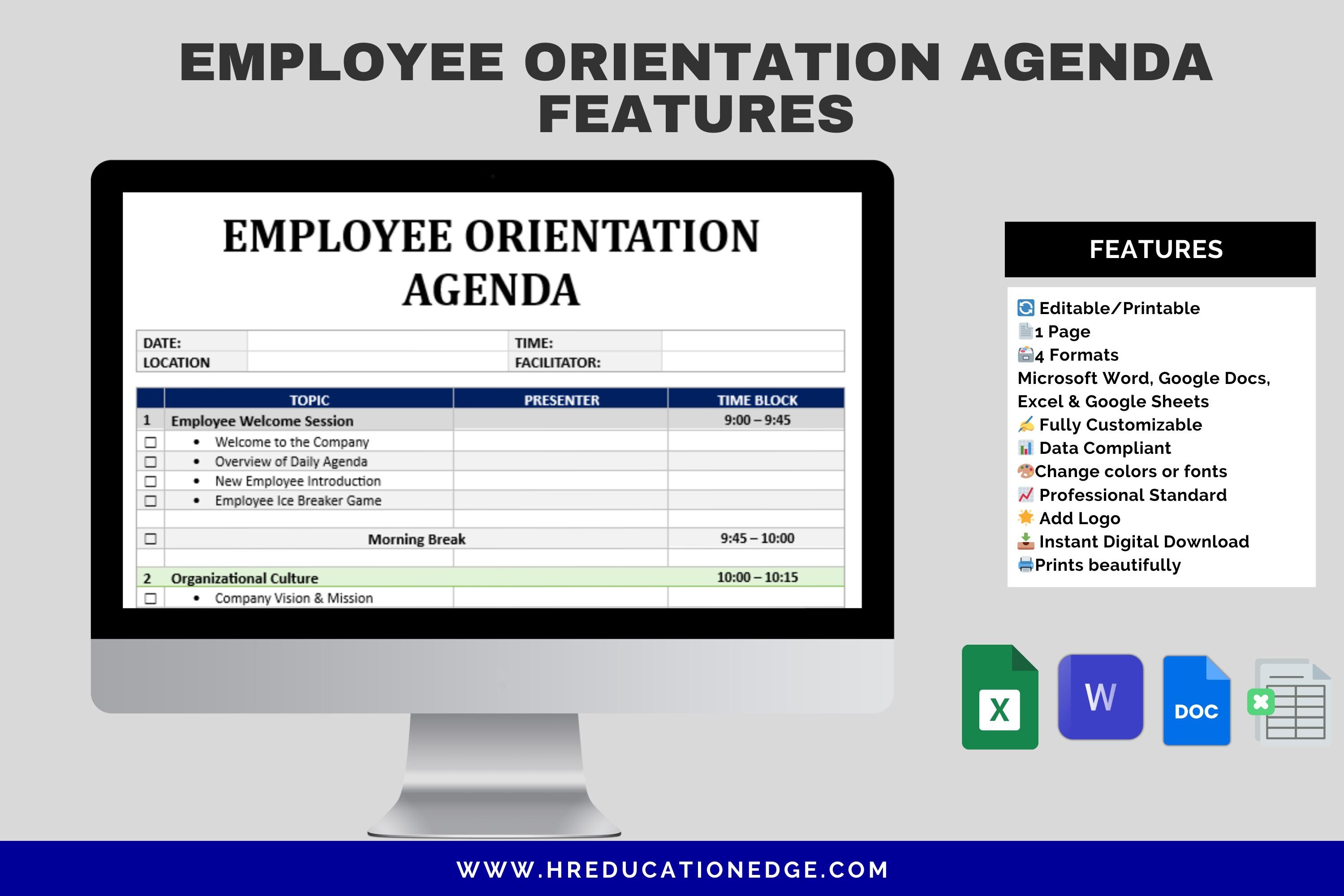 Employee Orientation Checklist Schedule Template: New Hire Onboarding ...