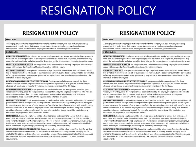 Resignation System.pdf Editable Resignation Policy Template: HR Employee Form (digital ...