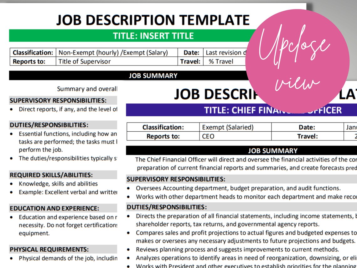 Job Description Template Editable MS Word Form Human - Etsy
