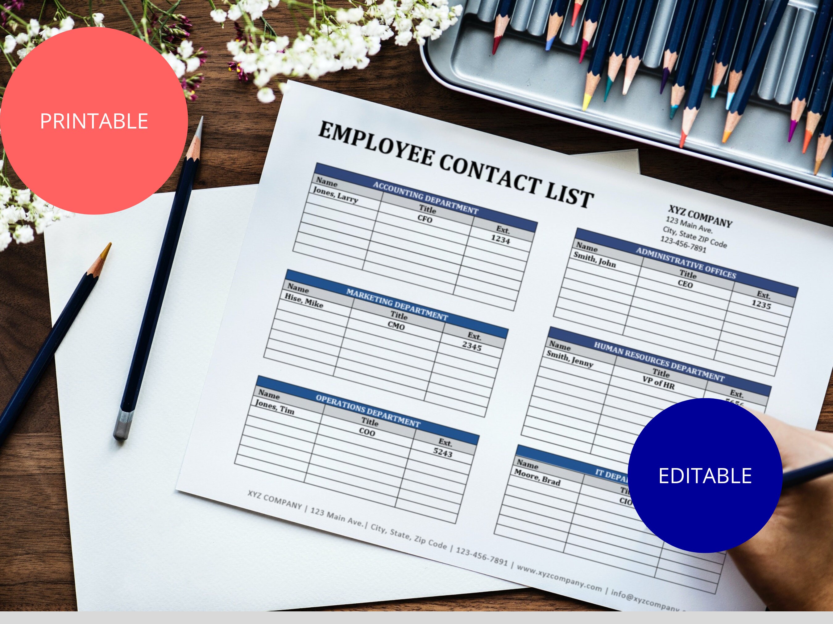 Employee Contact List Template Editable Word Form Company Phone Employee Contact List Template Editable Word Form Company Phone