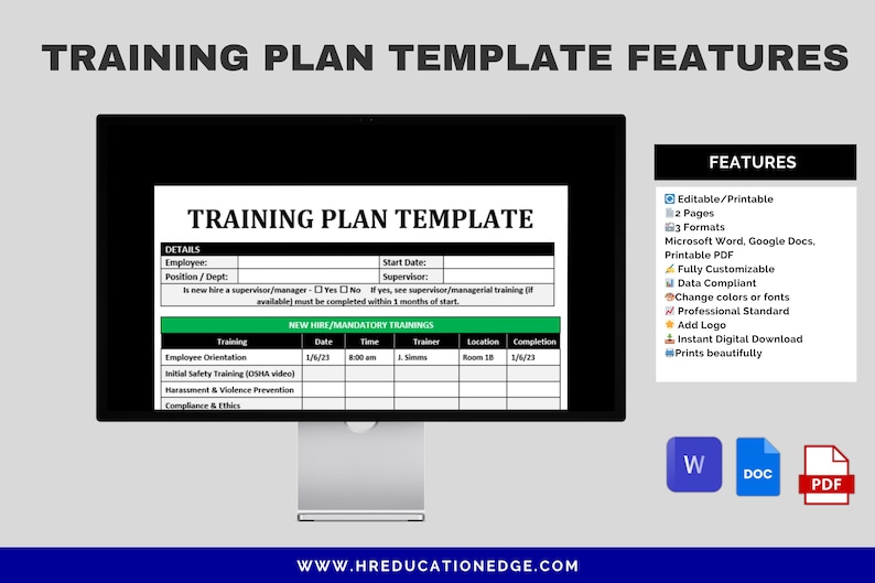 New Hire Training Plan Template: Employee Onboarding, HR Checklist ...