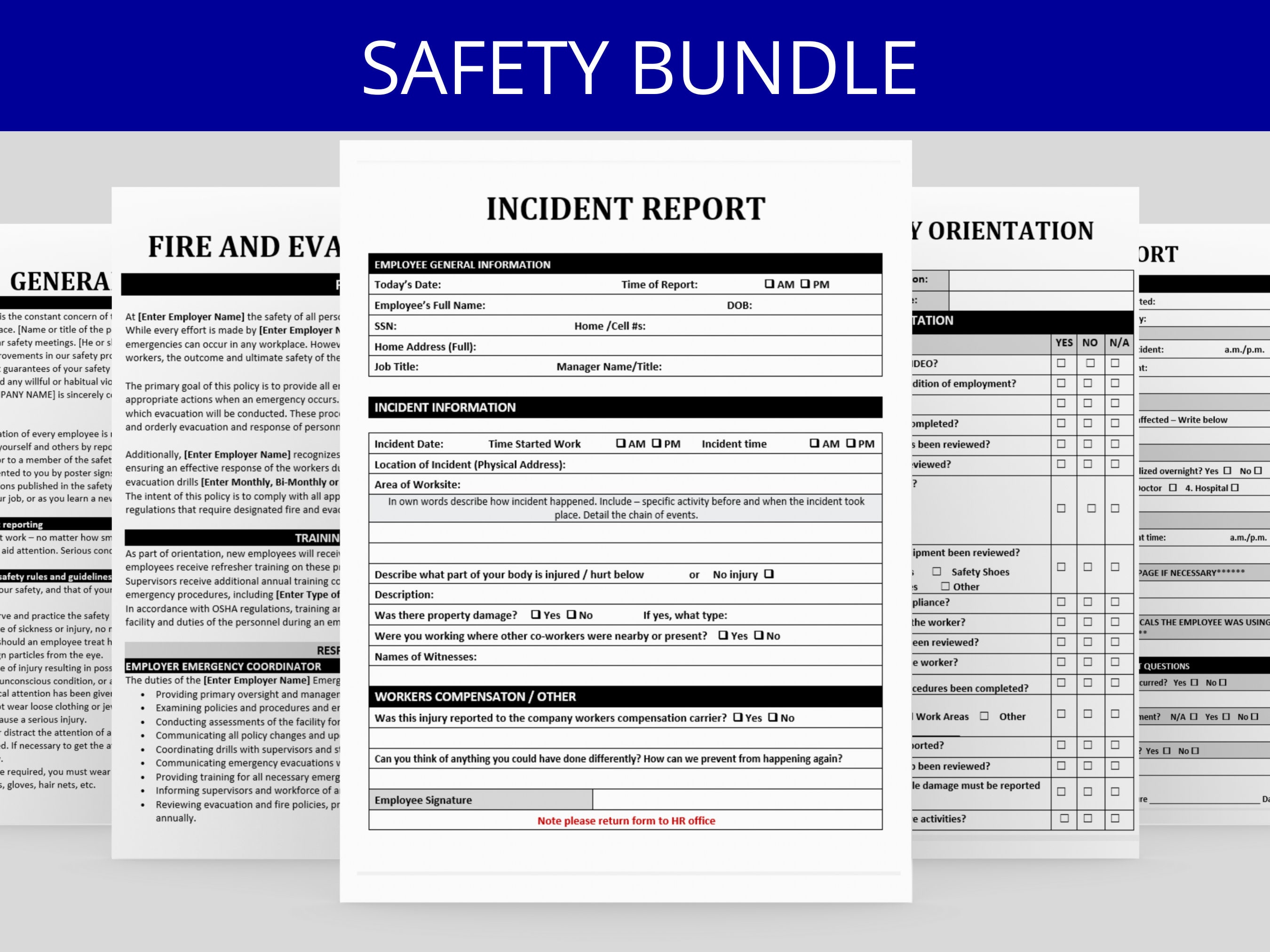 Essential Safety Templates HR Bundle Editable MS Word OSHA Etsy