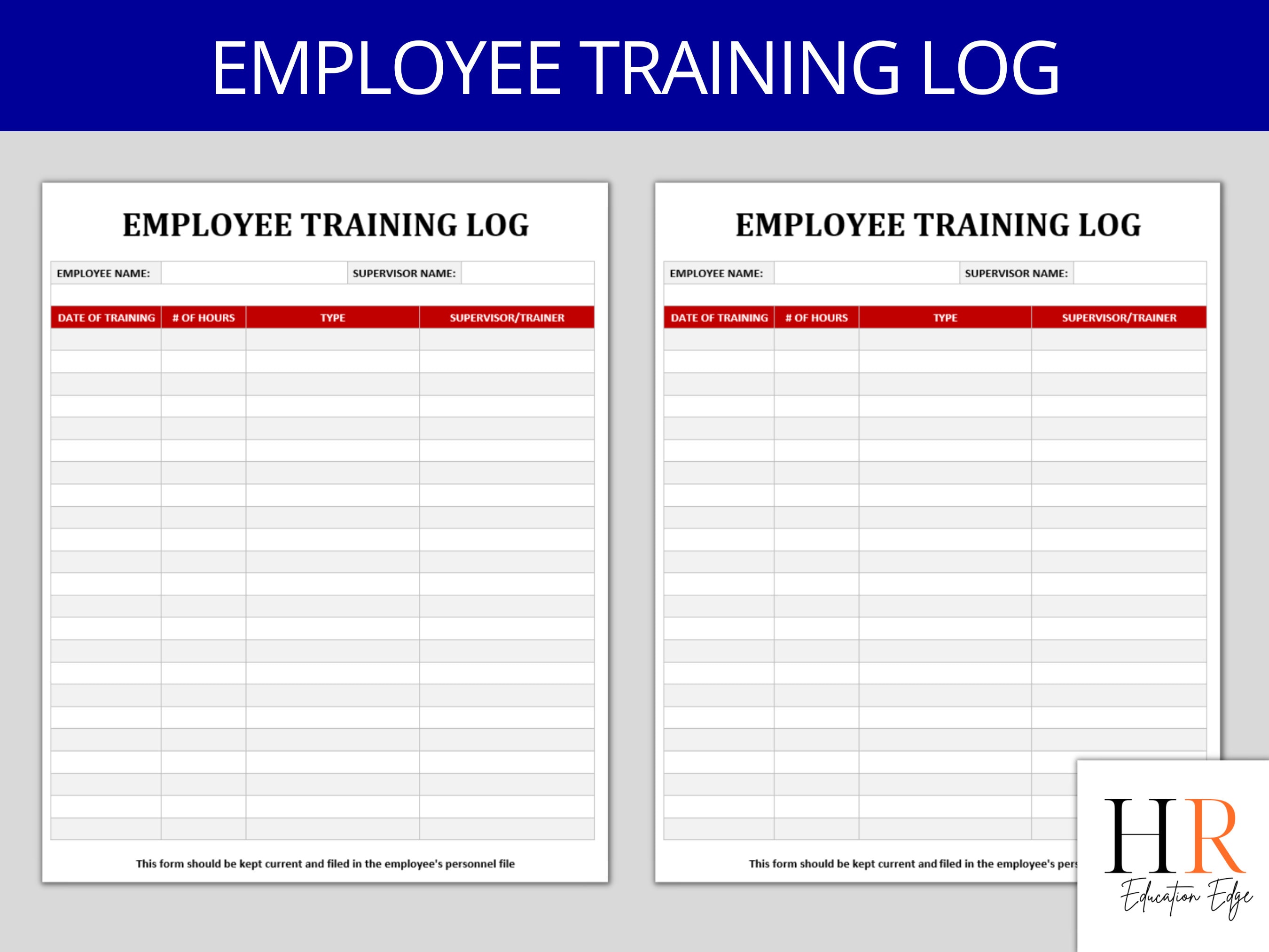 Employee Training Log | SIMPLISTIC Employee Training Tracker | HR ...