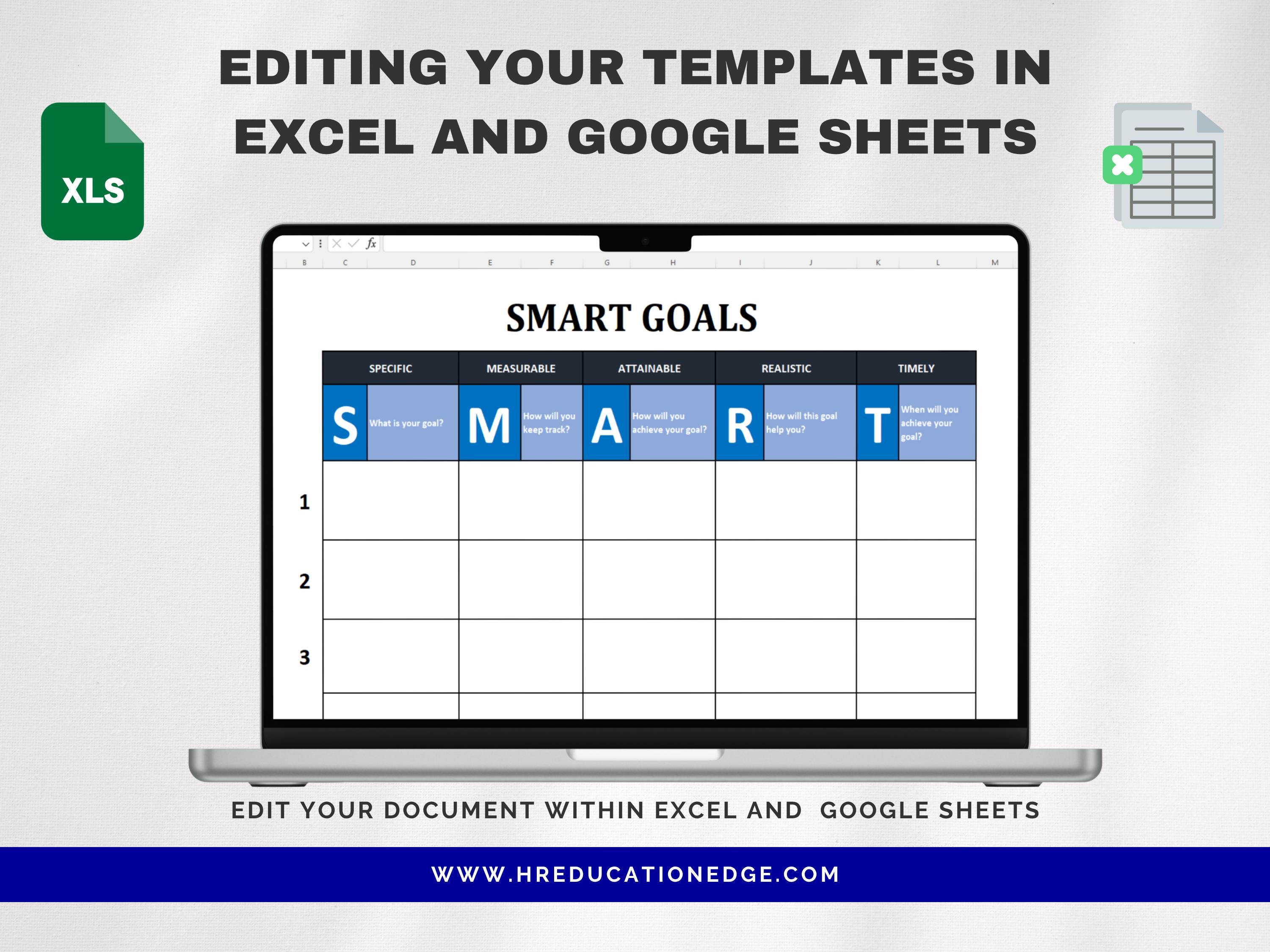 SMART Goals Template: Employee Performance Review Worksheet (PDF, Excel ...