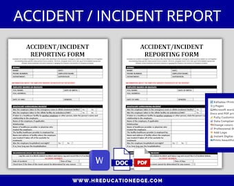Employee Accident Incident Report Form: OSHA HR Compliance (Digital Download)