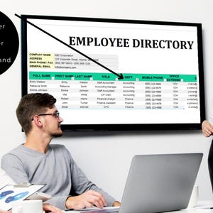 Excel Employee Directory Template: HR Staff Contact List (digital ...