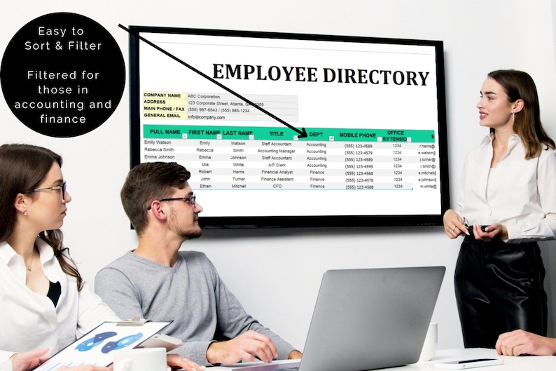 Buy Employee, Staff, Phone Directory Template Excel Company Contact