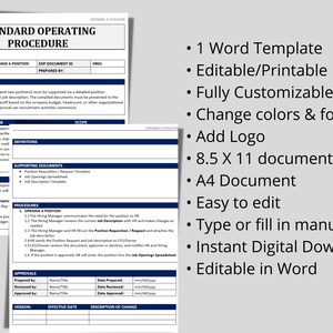 SOP Template Standard Operating Procedure Human Resources HR SOPS ...