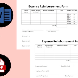 Spesenabrechnungs-Formular Mitarbeitererstattung Ausgaben Bearbeitbare / druckbare Vorlage Reisekosten Einfach HR Vorlagen & Formulare Bild 2