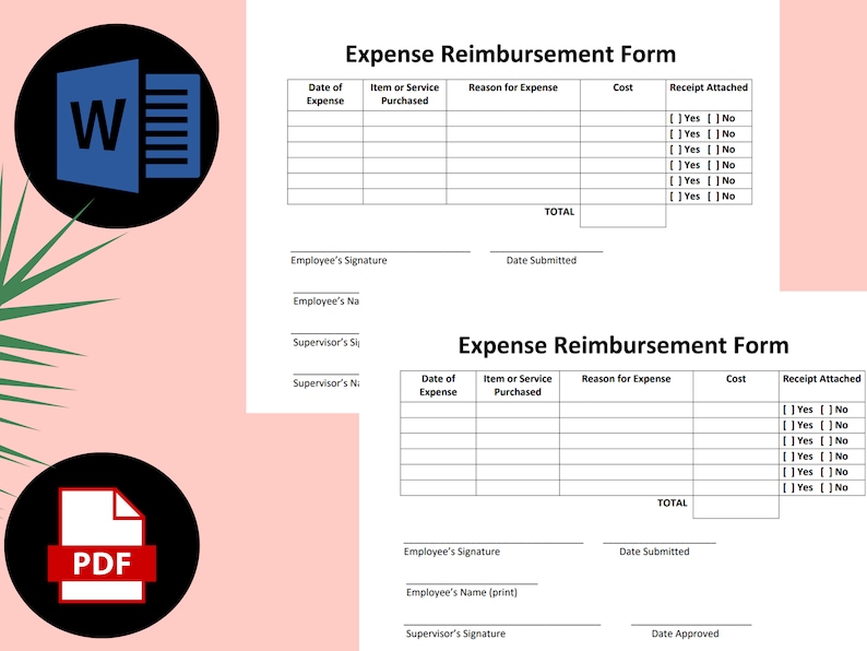 Spesenabrechnungs-Formular Mitarbeitererstattung Ausgaben Bearbeitbare / druckbare Vorlage Reisekosten Einfach HR Vorlagen & Formulare Bild 2