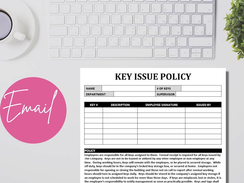 Key Issue Policy HR Templates MS Word Key Issuance Form Etsy