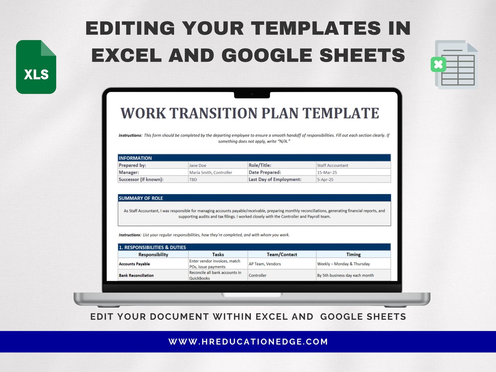 Employee Transition Plan Template: HR Offboarding Forms (word, Excel ...