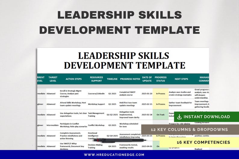 Leadership Development Form Leadership Skills Development Template: Employee & Manager Training ...