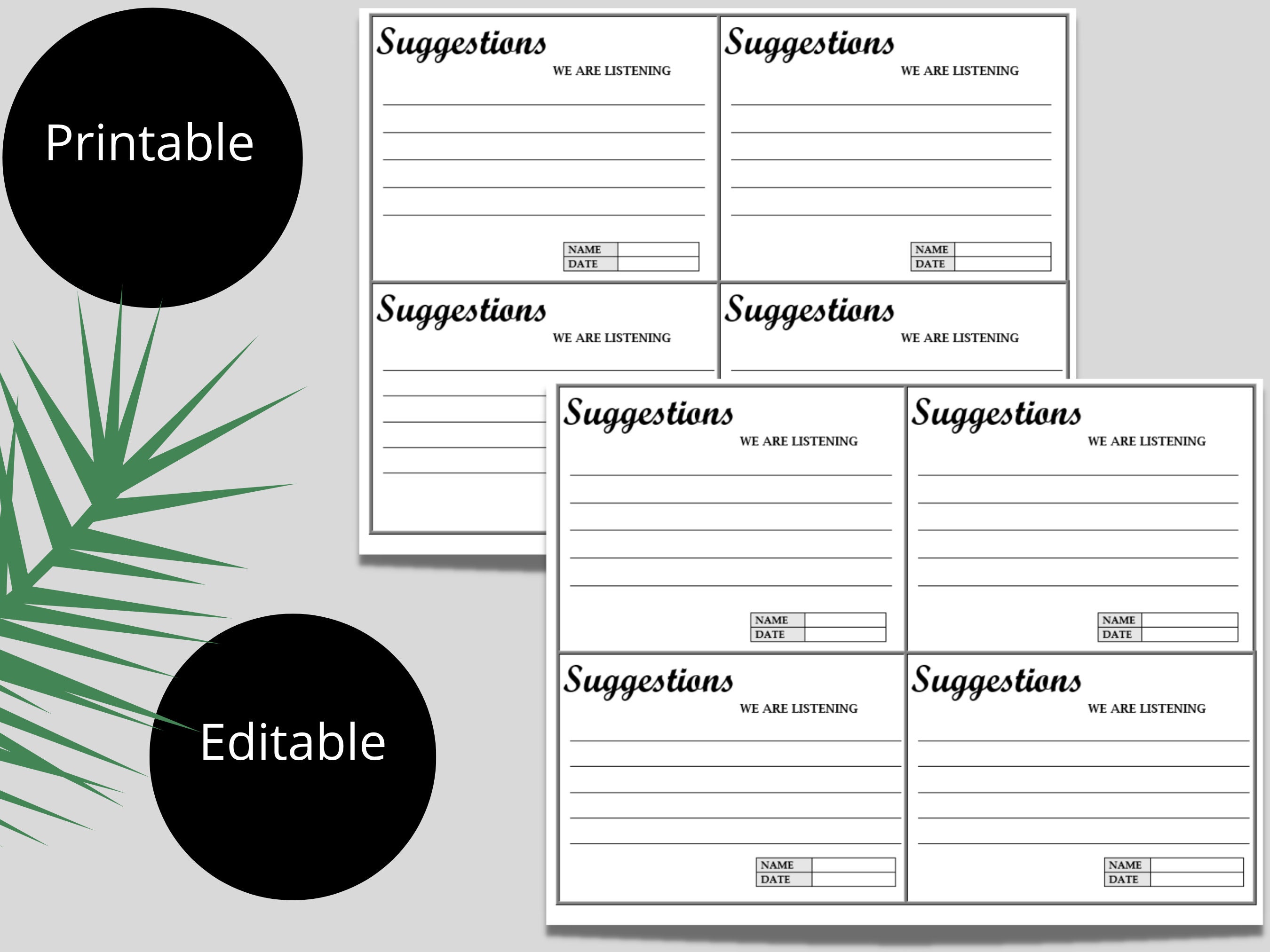 Employee Suggestion Card Feedback Suggestions Suggestions Box Card Template HR Forms Templates