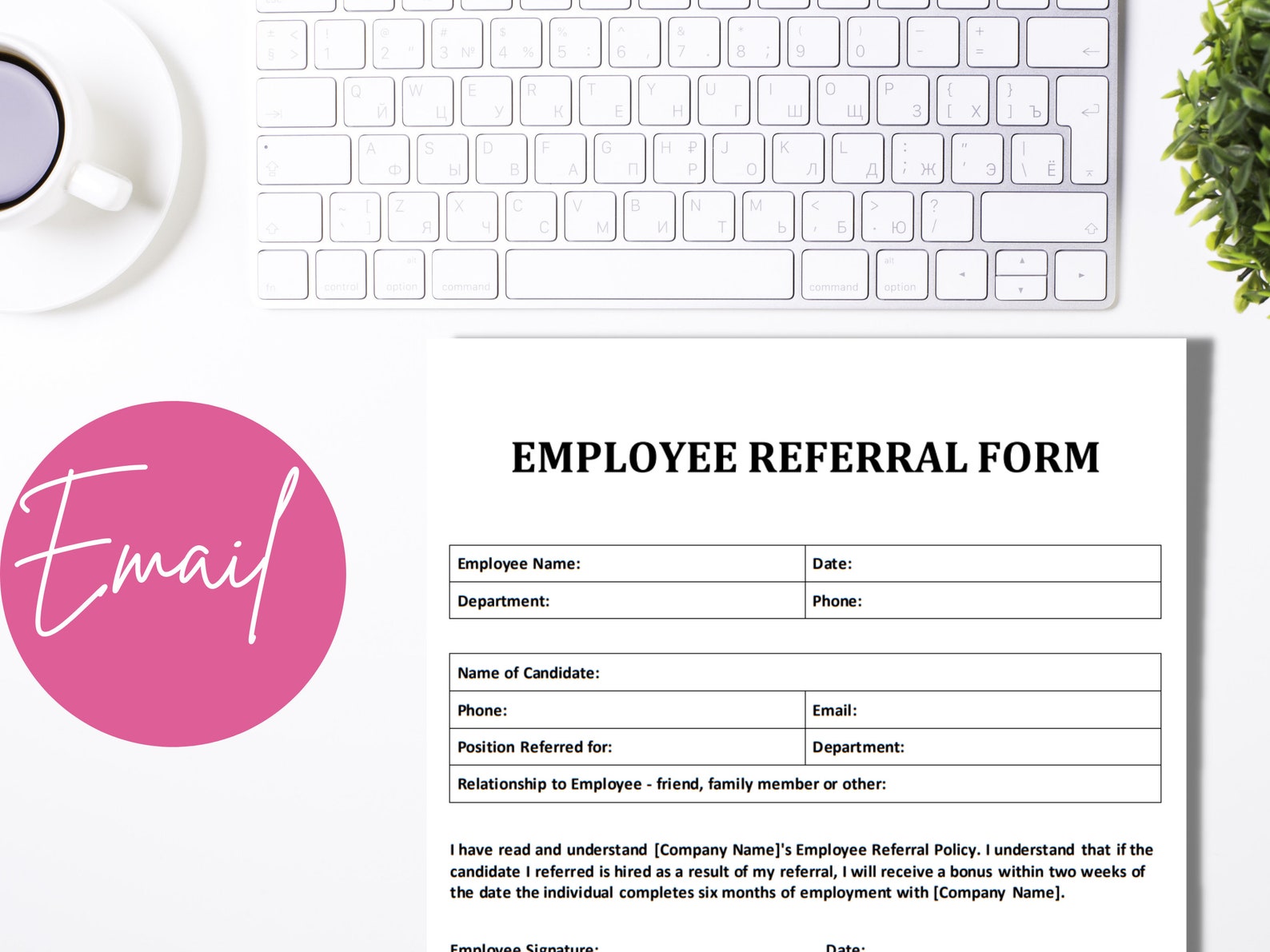 Employee Referral Form MS Word Editable Template Job Etsy