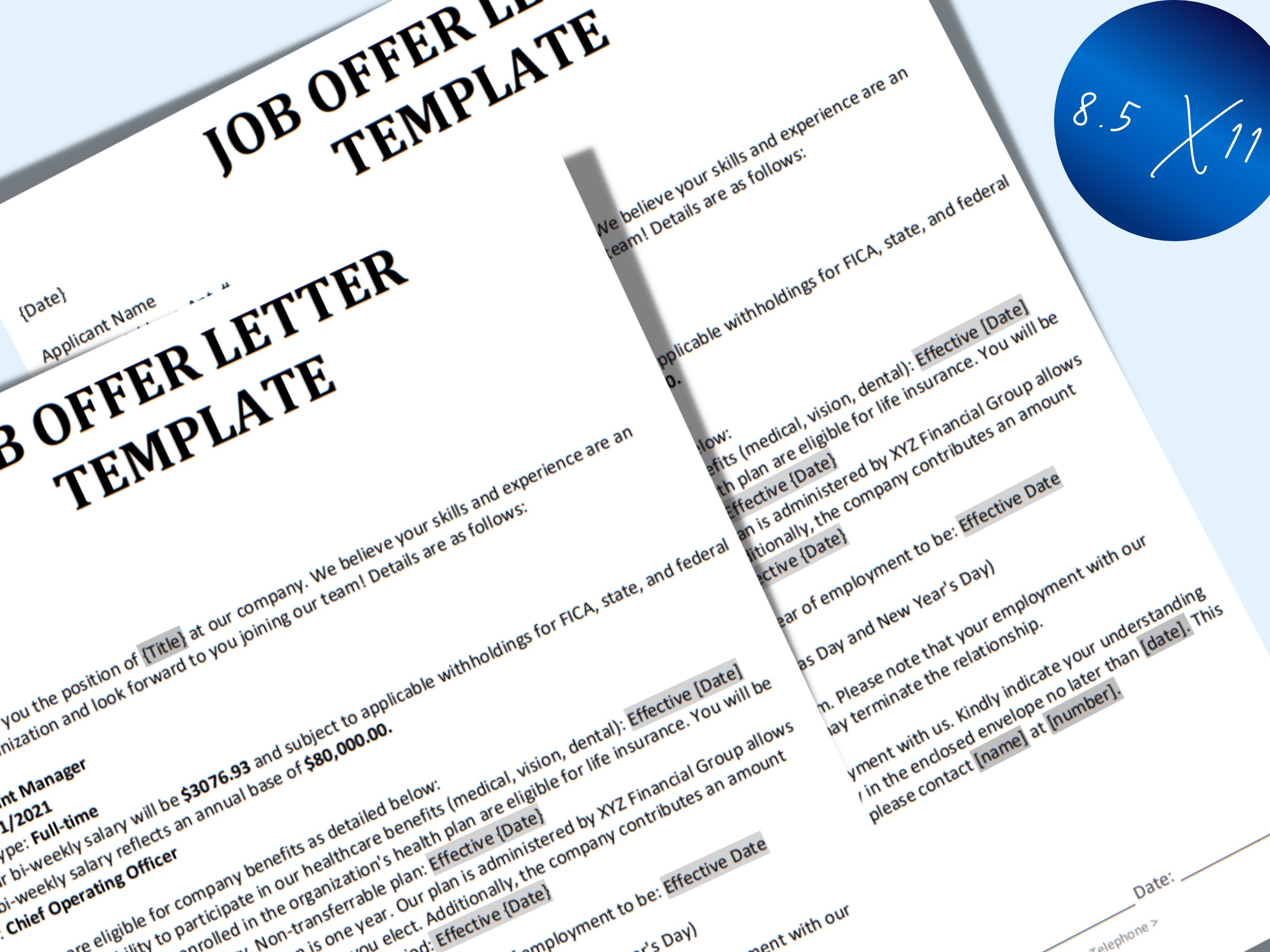 Employment Offer Template MS Editable Word Template - Etsy