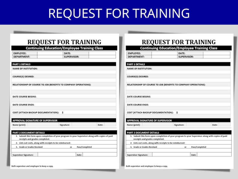 Employee Training Request Template: HR Professional Development ...