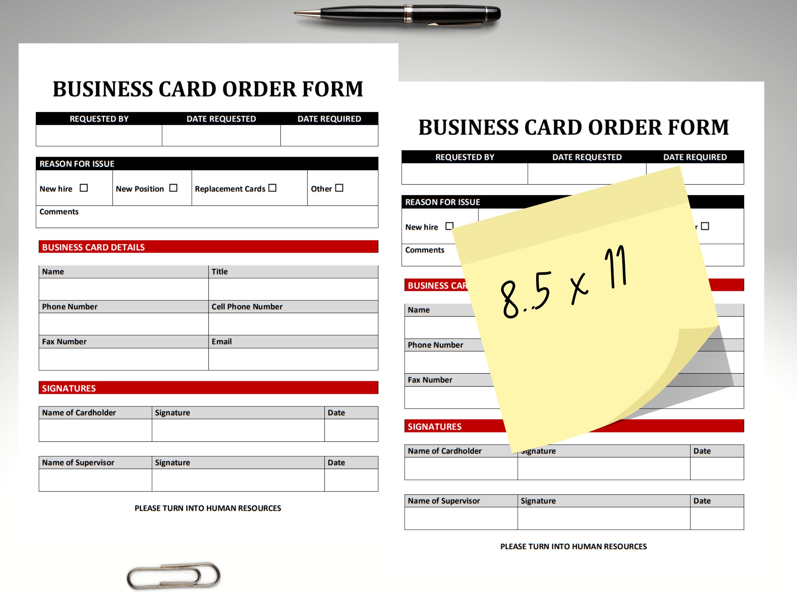 HR Business Card Order Form Editable MS Word Template Etsy