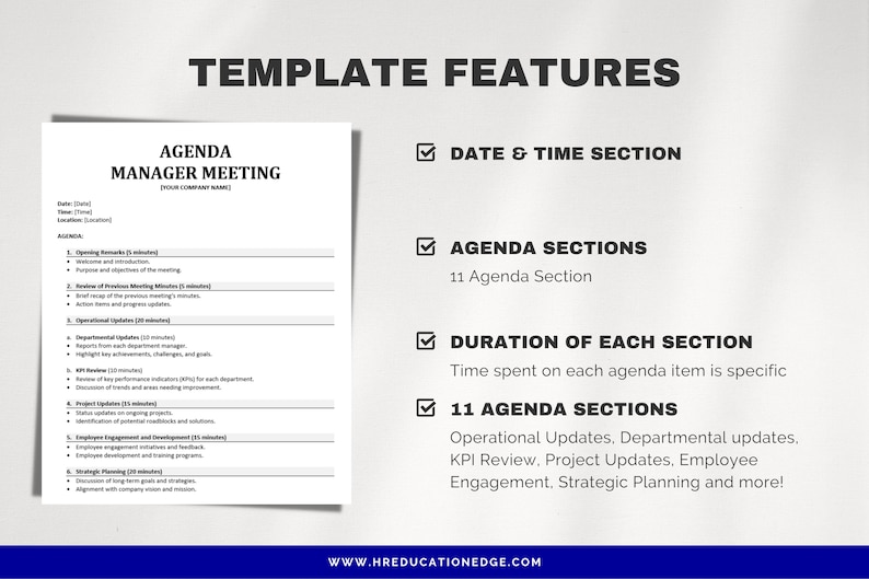 Operating Agenda Examples Manager Meeting Agenda Template: HR, Operations, KPI (editable Word ...