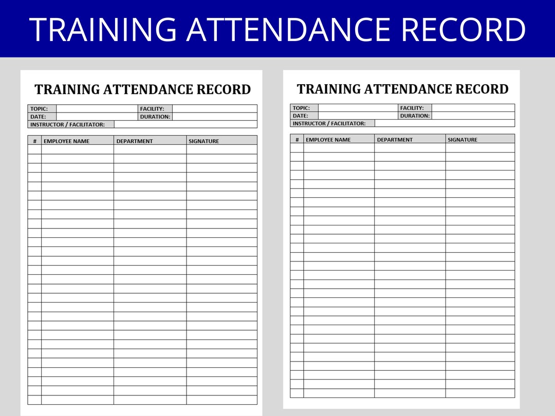 Training Attendance Template HR Templates Editable MS Word Human