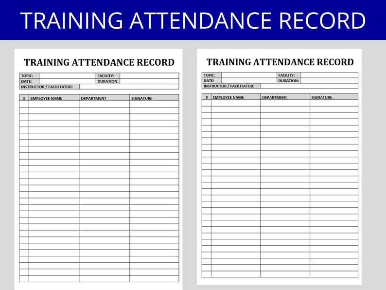 Training Attendance Template HR Templates Editable MS Word Human