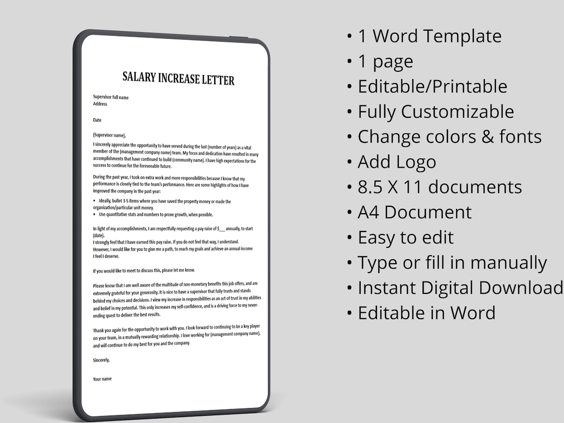 Salary Increase Letter Template: Employee Raise Request Compensation Salary Increase Letter Template: Employee Raise Request Compensation