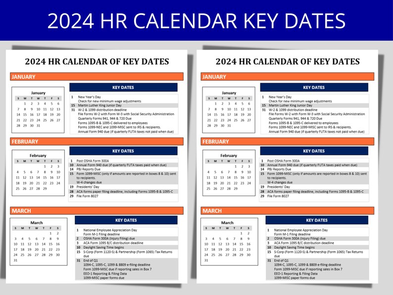 HR Calendar 2025 Compliance Deadlines, Federal Holidays, Rules