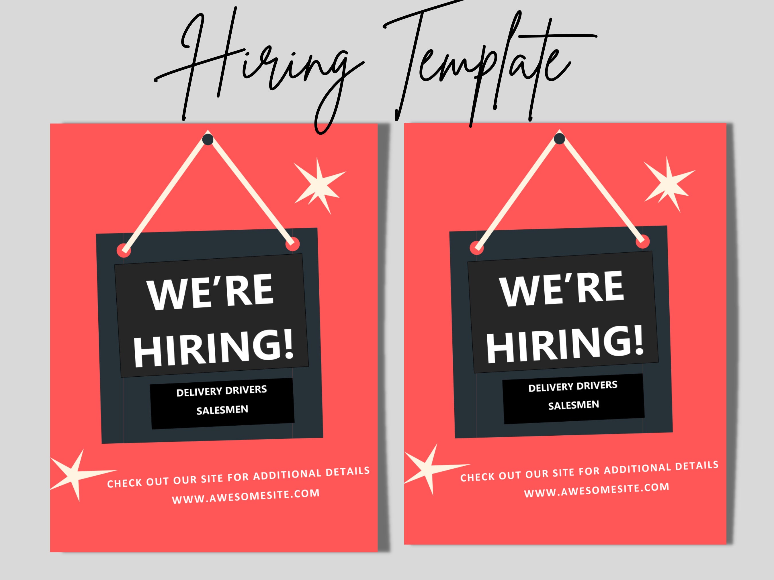 Hiring Flyer Template eyecatching HR Human Etsy