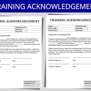 Training Acknowledgement Form | Training Templates | HR | Human Resources | Safety, Manager, Compliance, New Employee & Policy Trainings