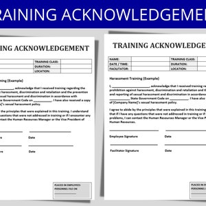 Training Acknowledgement Form | Training Templates | HR | Human Resources | Safety, Manager, Compliance, New Employee & Policy Trainings