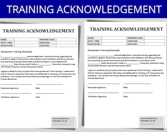 Training Acknowledgement Form: HR Templates (Editable Word Doc)