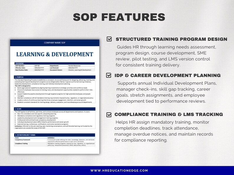 Learning and Development SOP Template, IDP Process, Manager Training ...