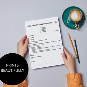 May include: A white employment verification letter with black text. The letter is being held by a person wearing an orange shirt. The text on the letter reads "EMPLOYMENT VERIFICATION LETTER".