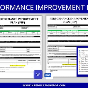 Performance Improvement Plan Disciplinary Template | Word Google Docs | Corrective Action Form Employee Write Up Form Performance Management