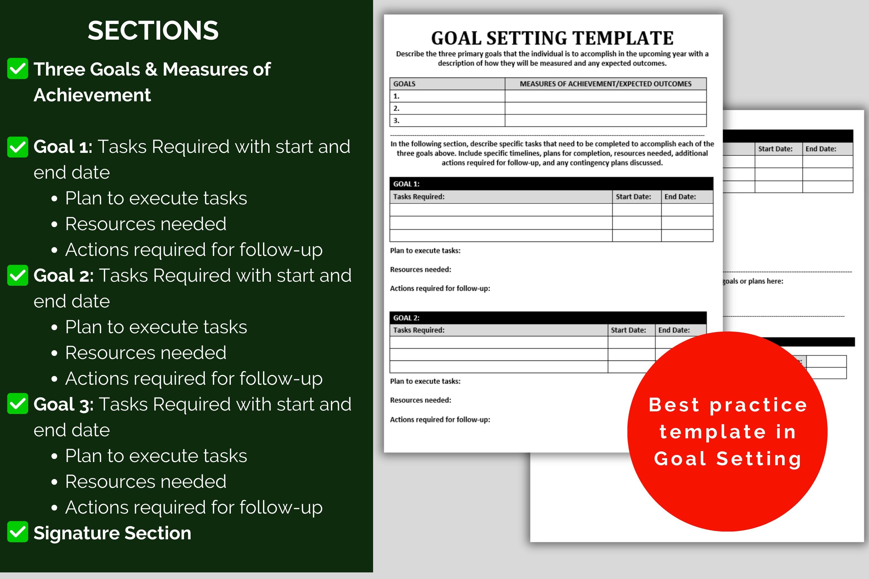 Employee Goal Setting Worksheet: Performance Review HR Template ...