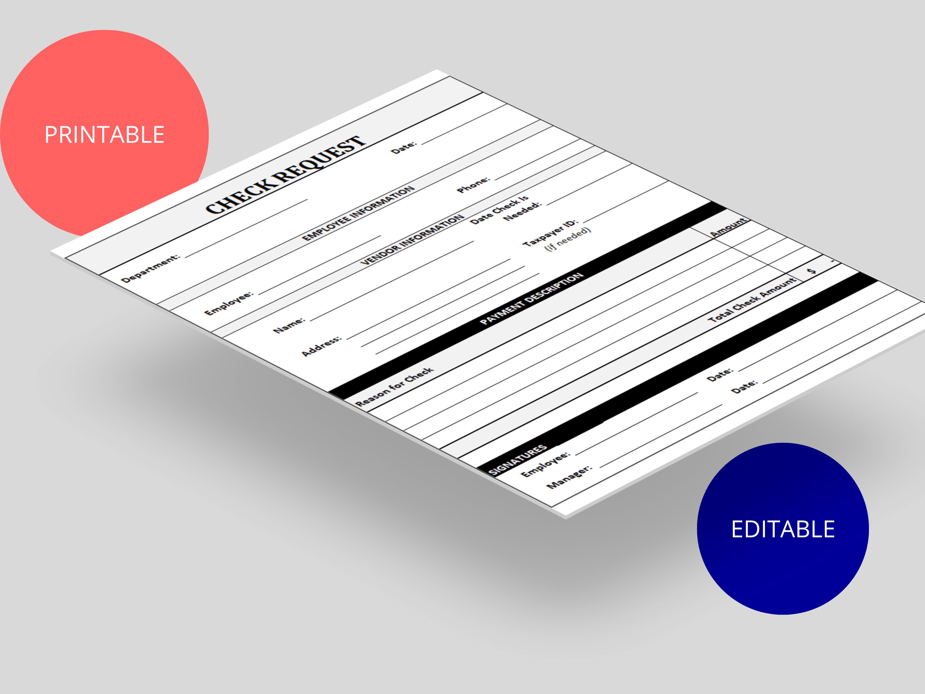 Check Request Form: MS Excel HR Template (digital Download) - Etsy