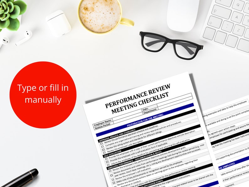 Performance Review Checklist: Employee Appraisal HR Template (editable ...